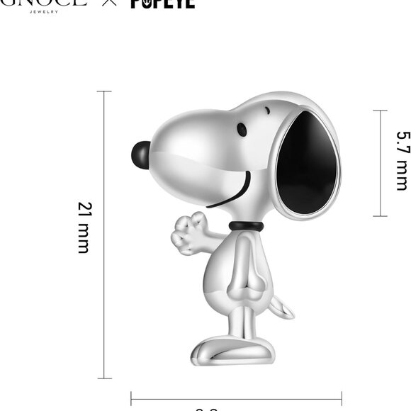 Peanuts Snoopy Pendant Charm Sterling Silver Dangle Jewelry for Women - Picture 7 of 7